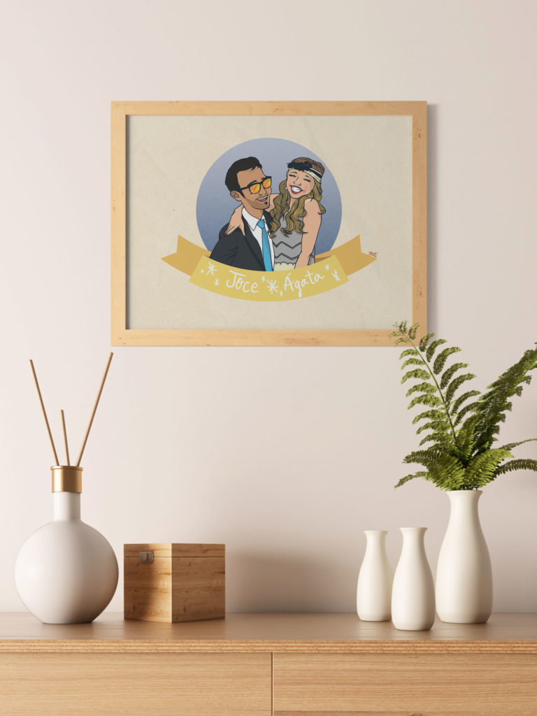 Couple Illustration Living Room